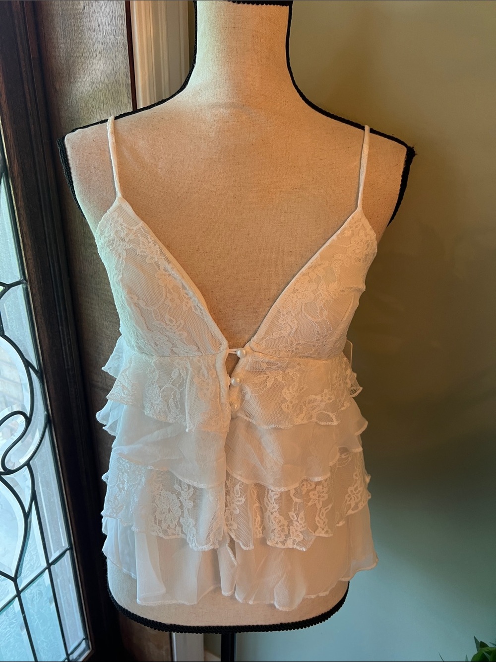 FP Good Days Ivory Lace Ruffle Cami with Feminine Details
